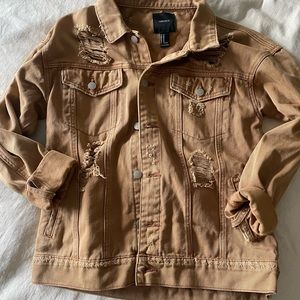 Distressed brown denim jacket